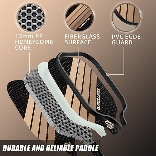 Miniatura 2 de Juego de 2 palas de pickleball 4 raquetas de pickleball aprobadas por USAPA, fibra de vidrio Superficie de fibra de carbono y núcleo de panal de