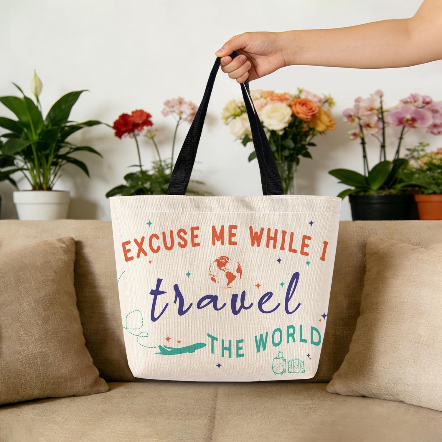 Travel The World Reusable Grocery Tote Bag image 3