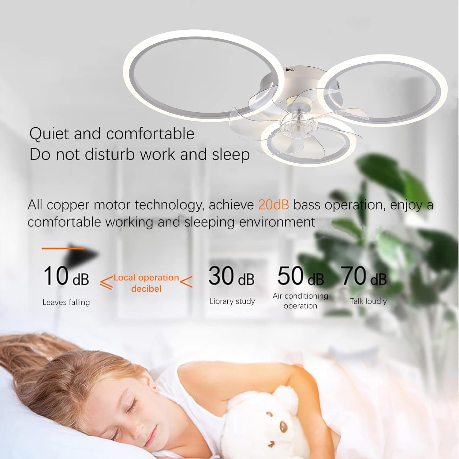 YUEGOO Ceiling Fans with Lamps,Silent Winter and Summer Function Ceiling Fan with Light and Remote Control Bedroom 6 Speed Dimmable Ceiling Fan with Timer/B/78Cm-Black