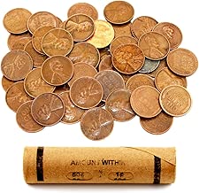 Lincoln Wheat Penny Roll (50 Coins) by AIIZ Collectibles, Mixed Years & Mints (1909-1958 PDS) Circulated Good to Unc in Old Window Wrap, Machine Rolled Penny Roll - coolthings.us