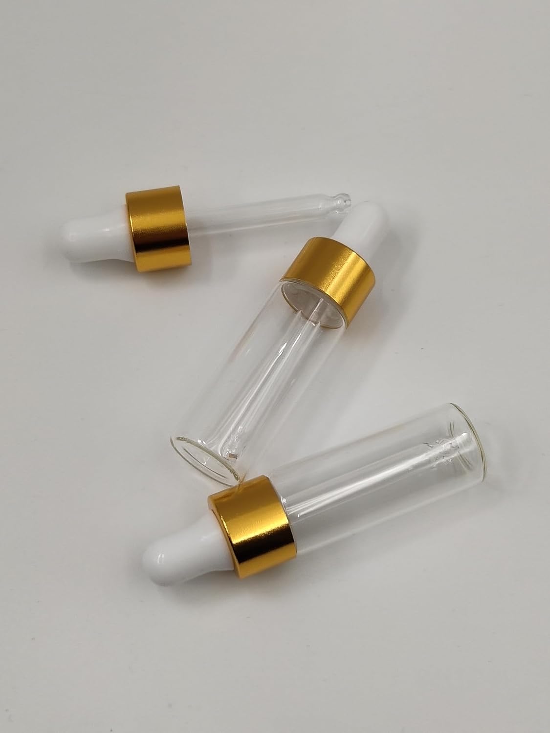 15Pack Mini Dropper Bottles Glass Clear, Designed for aromatherapy oil and essential oil applications with Gold Cap
