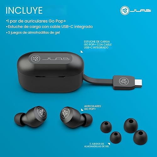Miniatura 7 de JLab Go Air Pop+ Auriculares inalámbricos verdaderos, auriculares intraurales, auriculares Bluetooth, auriculares de reproducción de 35 horas,