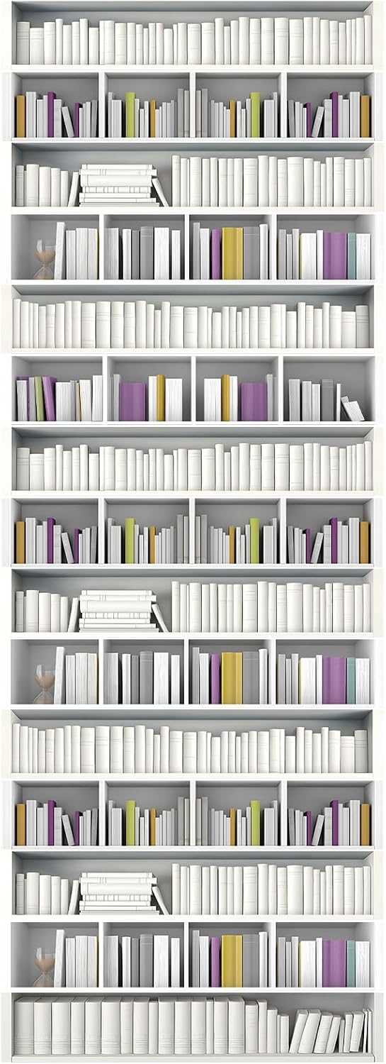PLIGREAT 15 Strips 3D Bookshelf Stair Riser Decals, Peel and Stick Stair Stickers for Steps 7.1"x39" Self-Adhesive Vinyl Modern Staircase Murals Decor for Home Hotel, White