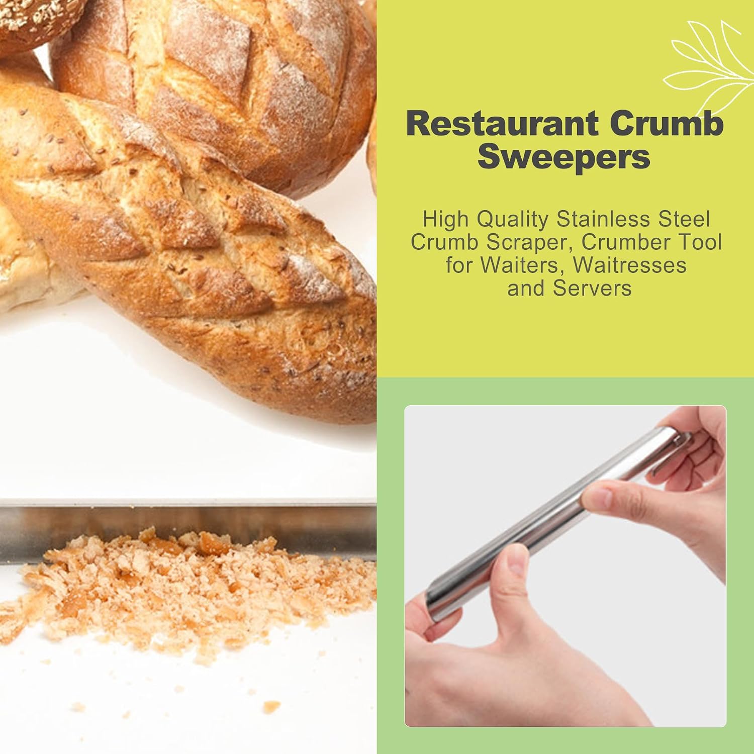 1 Pack Stainless Steel Table Crumb Scraper Metal Bread Crumb Sweeper for Servers Tablecloth Cleaning Tool Restaurant and Home Dining Essentials