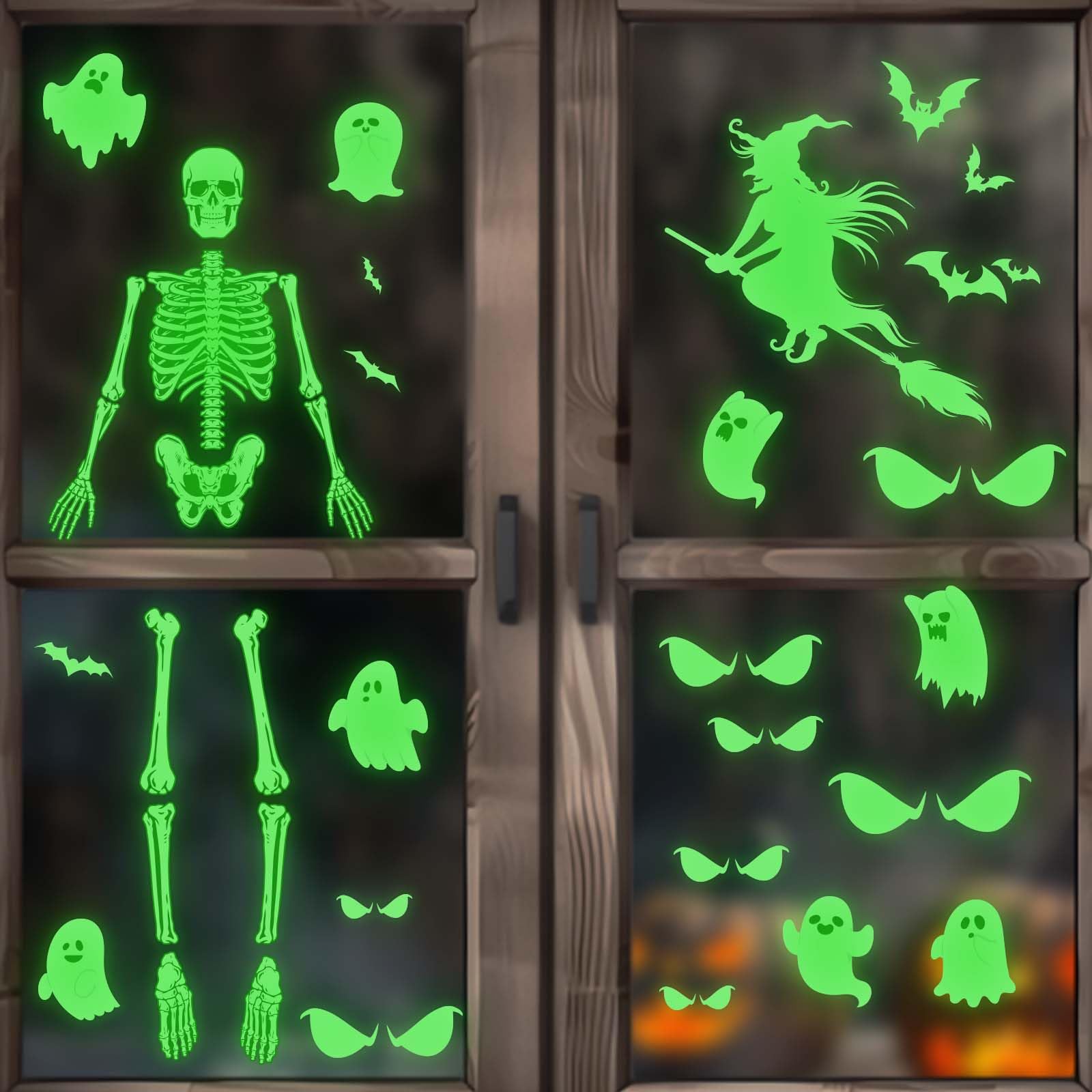 4 Pcs Halloween Luminous Stickers