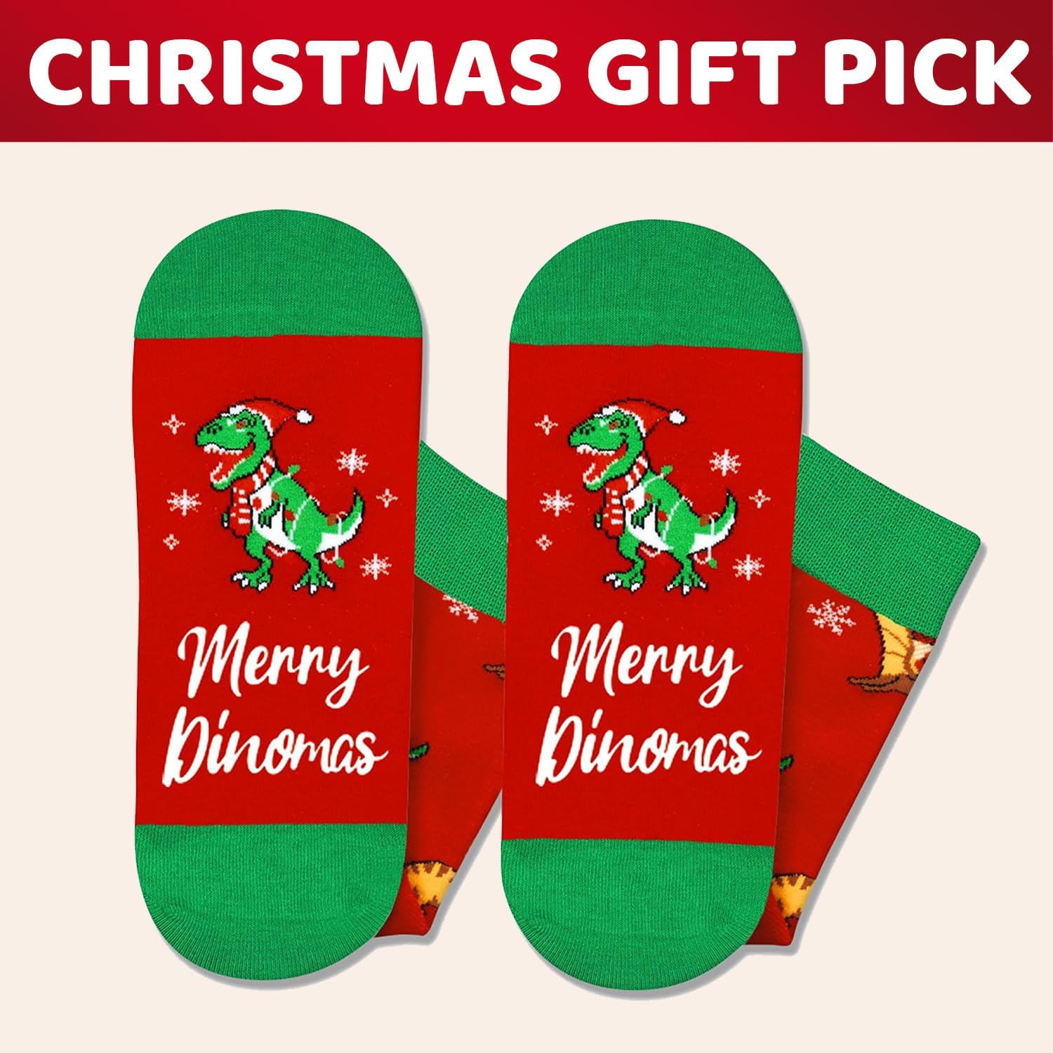 HAPPYPOP Christmas Stocking Stuffers - Xmas Dinosaur Cat Gifts, Dog Socks with Greeting Card - Image 6