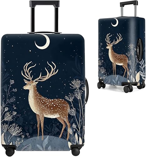 THISFIND Deer Luggage Cover – Elegant Night Forest Suitcase Protector, Stretchab