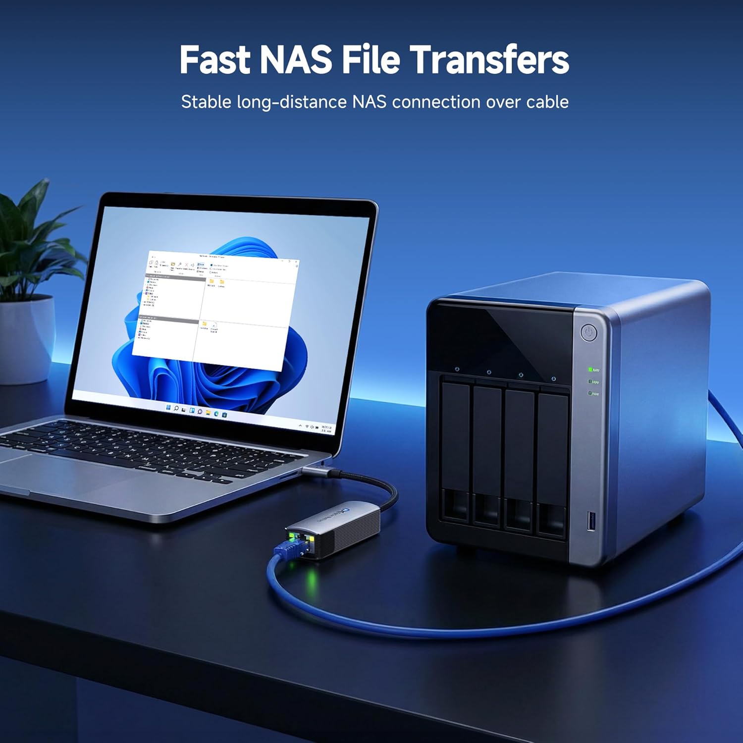 Cable Matters USB C to 10Gb Ethernet Adapter, 10GbE Type C to Ethernet Adapter, Compatible with USB4 & Thunderbolt 5/4/3, Low-Heat & Silent, Real-World Speed: ~7Gbps on Windows / ~5Gbps on macOS