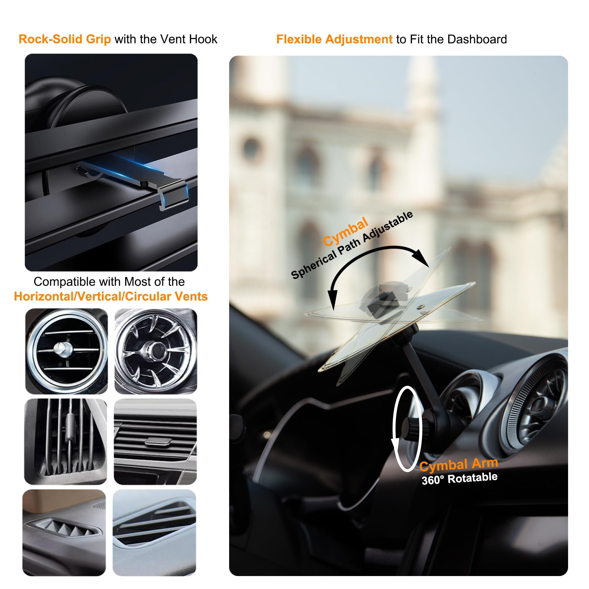 2 Mini Cymbales Crash Pour Voiture – Fixation Sur Grille D'aération, Avec Baguettes