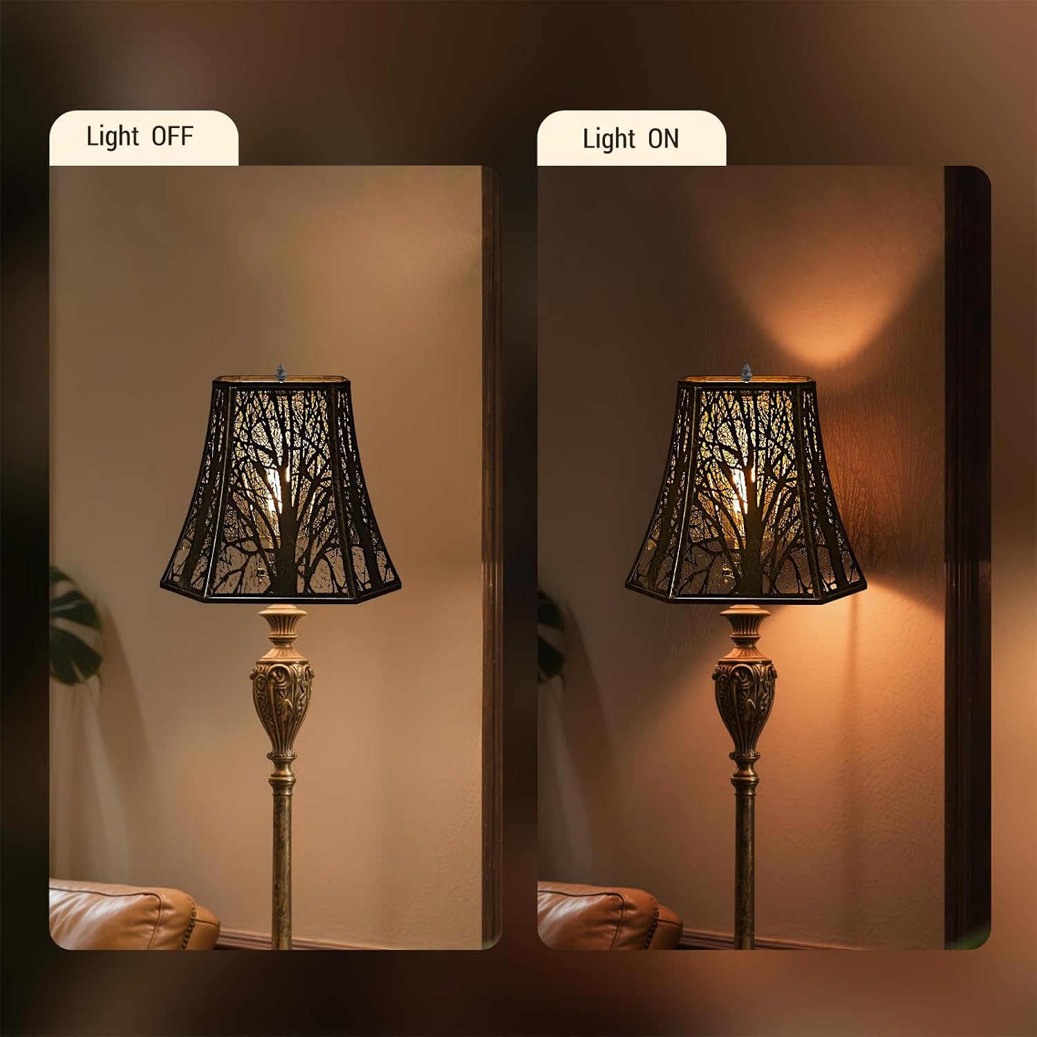 Lampshade Bell Lamp Shade 7" Top x 12" Bottom x 10.25" High (Spider Fitter) Metal Antique Bronze Gold Medium Lamp Shades for Floor Lamp Bedside Lamp & Table Lamp - Art Etched - Lampshades Replacement