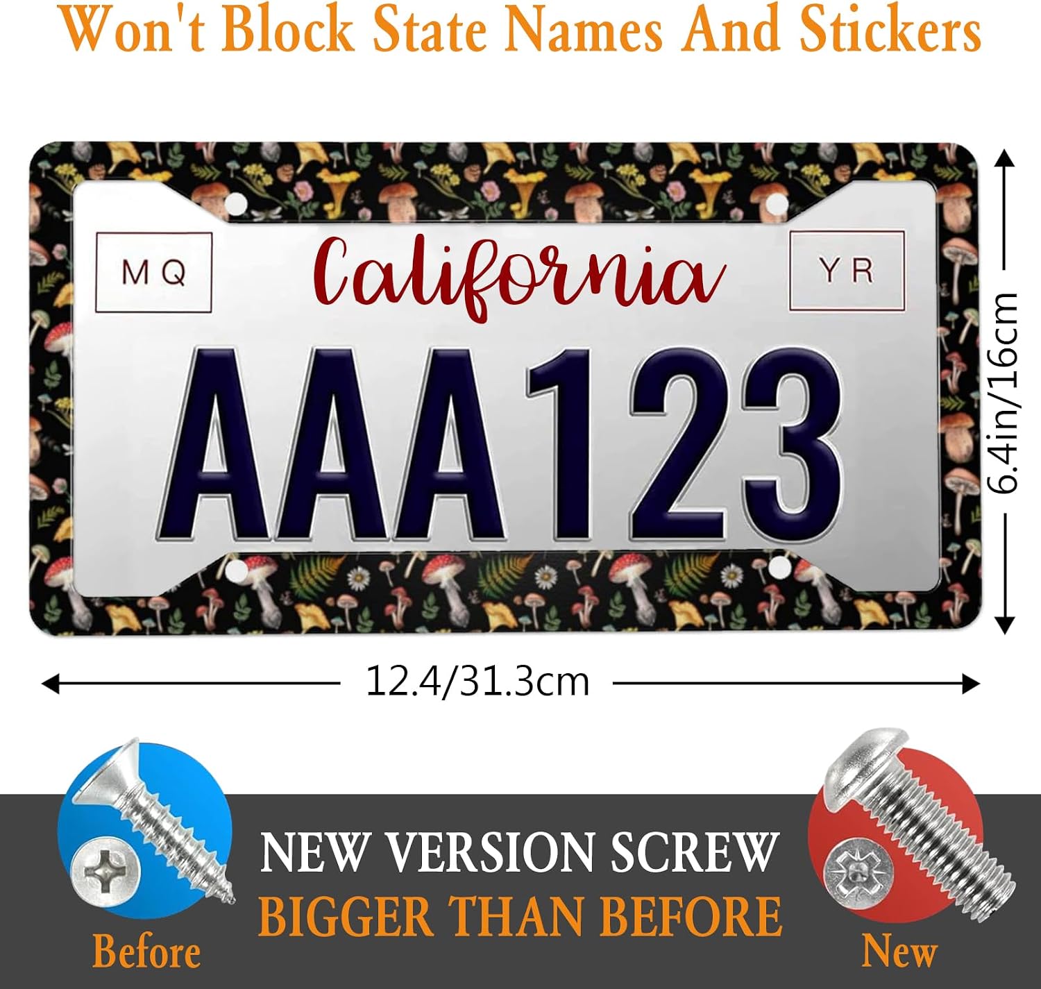 Mushroom License Plate Frame Funny Dragonfly License Plate Frame Car Aluminum Accessories Cars Decor with 2 Holes and Screws Fits Standard US Vehicles Size image 2