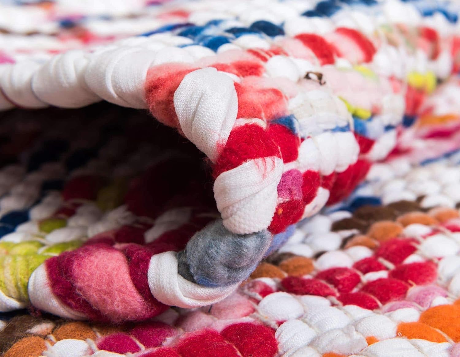 Unique Loom Braided Chindi Collection Casual Modern Multi Area Rug (2' 0 x 3' 0)