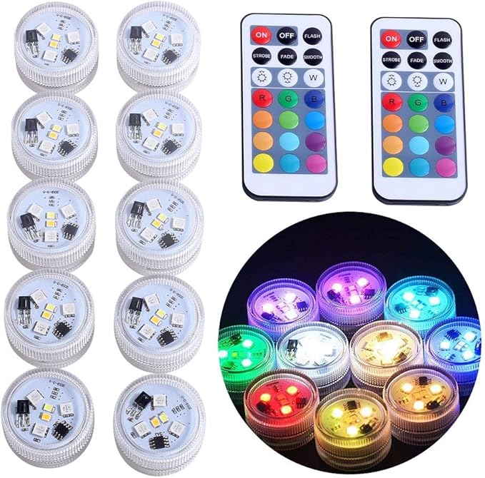 Mini Submersible LED Lights, KUCAM Waterproof Small LED Tea
