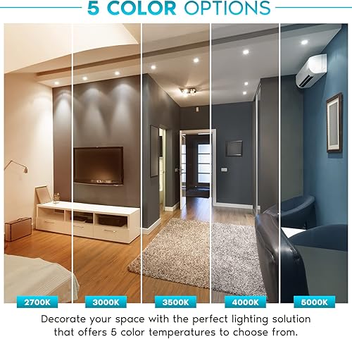 Miniatura 2 de LUXRITE Iluminación empotrable LED cardán de 2 pulgadas con caja de conexiones, 5 W, 5 colores seleccionables 2700K-5000K, regulable, 400 lúmenes,