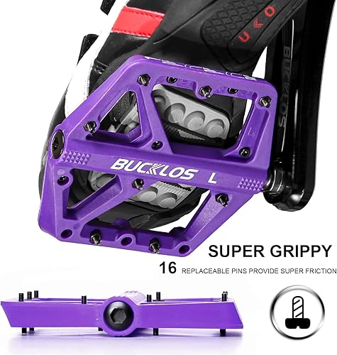 Miniatura 3 de BUCKLOS Mountain Bike Pedals MTB Pedals Flat, Adult Bicycle Road Bike Large Platform Nylon Non-Slip Pedal for Gravel BikeHybrid Bike 916"