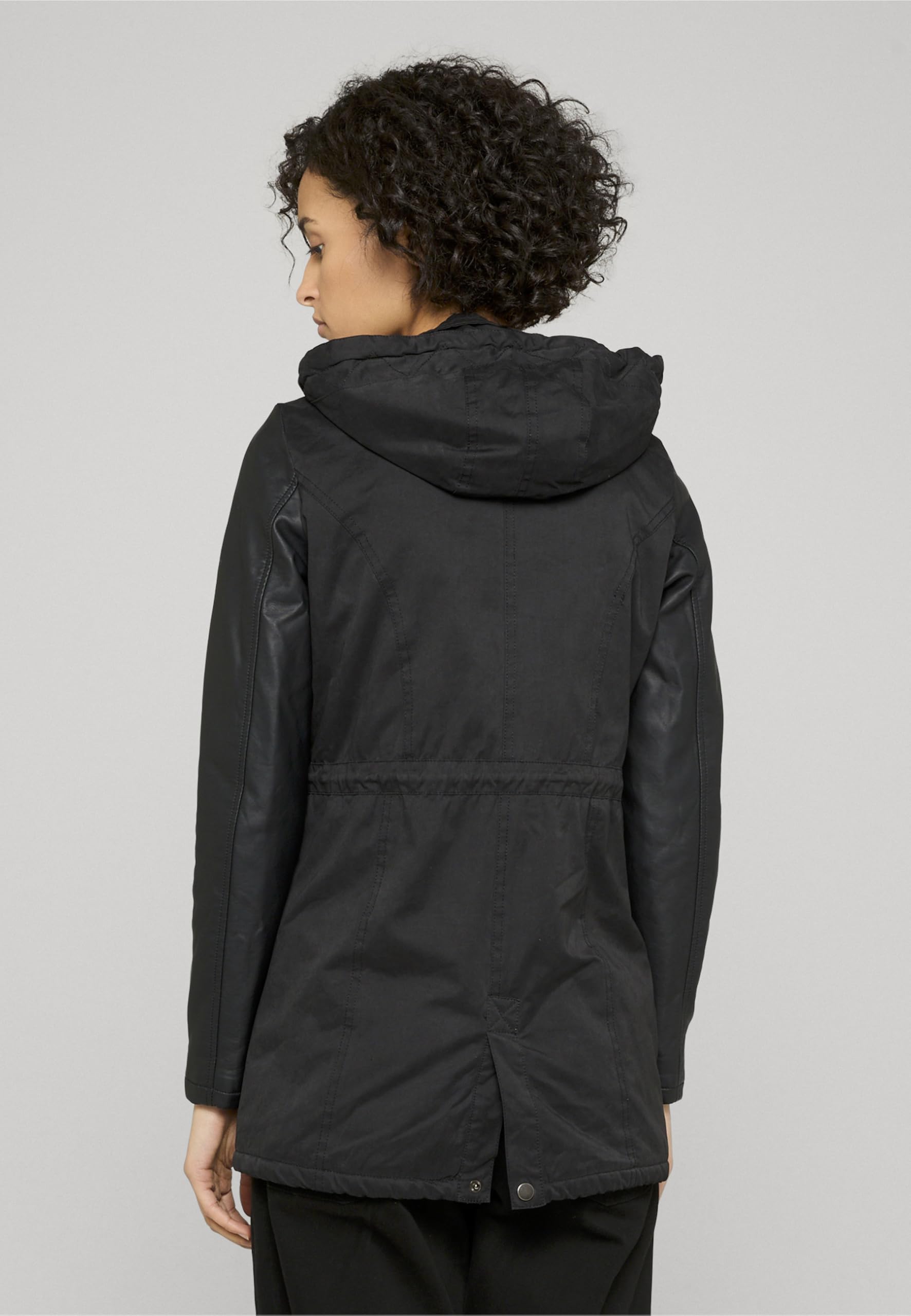 Urban Classics Parka Mujer Sherpa Forrada de Algodón Mujer Chaqueta de Invierno Negro