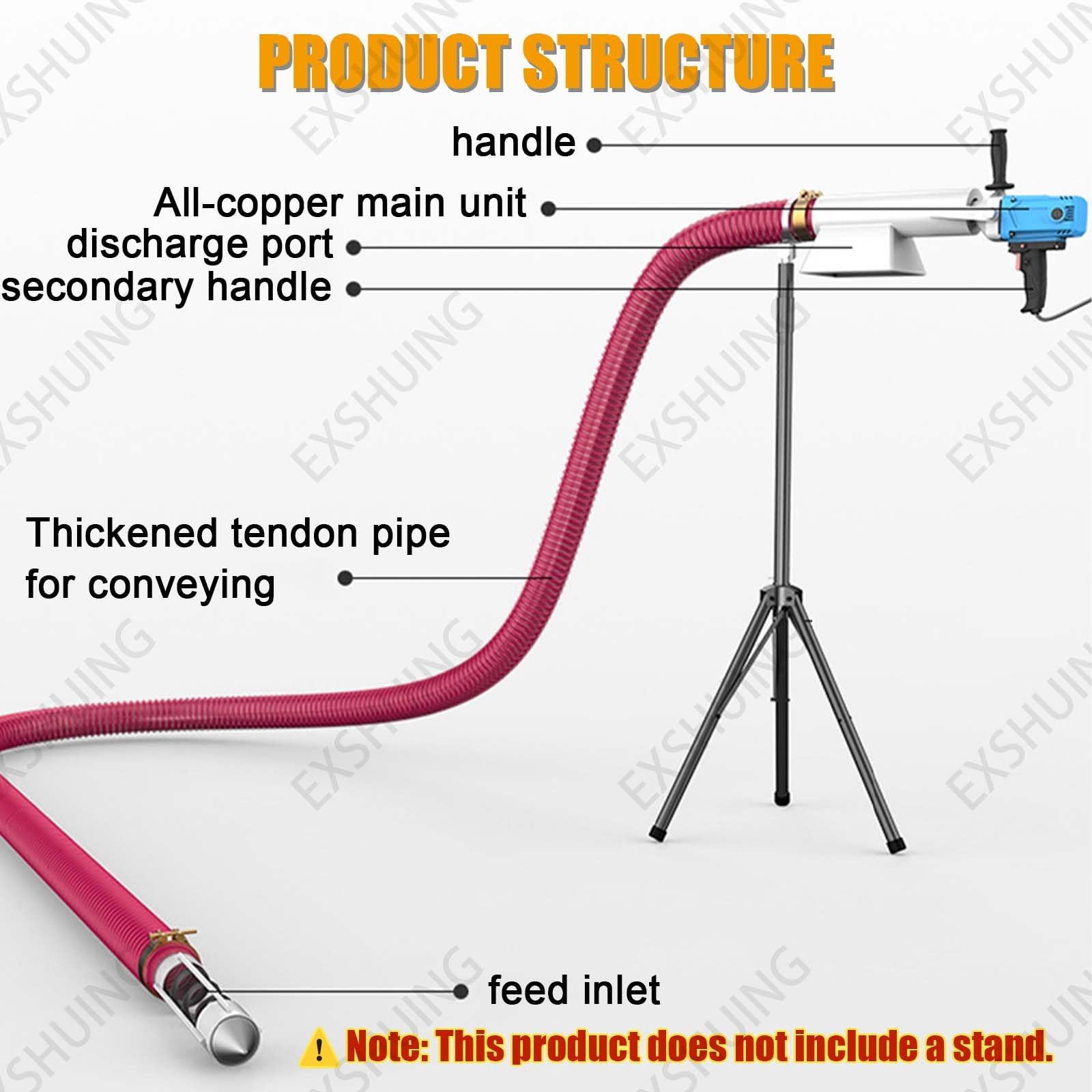 Flexible Förderschnecke Für Pellets, Tragbare Getreidesaugmaschine (2200 W), 220–440 Lb/Min Förderleistung Für Getreide, Zement, Sand, Sägemehl, Landwirtschaft, Brauerei(1.5m (58.8in))