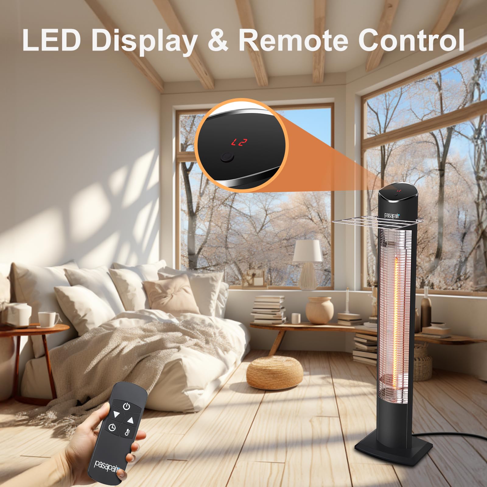 Amazon.com: Pasapair Electric Patio Heater, Infrared Outdoor Heater with  Remote Control, 2 Heat Levels and 24-Hour Timer, Portable Freestanding  Tower Heater, Overheating, Tip-Over Protection, IP65 Waterproof : Patio,  Lawn u0026 Garden