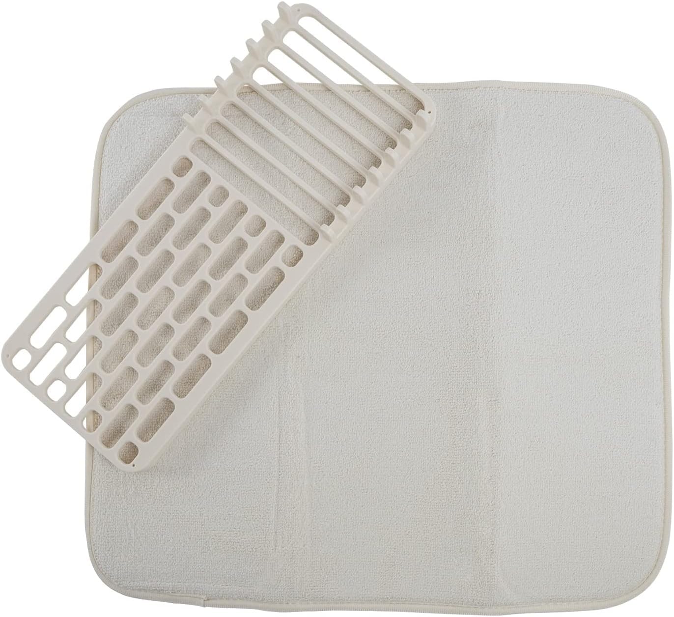 Gray Polyester Dish Drying Mat with Removable Rack