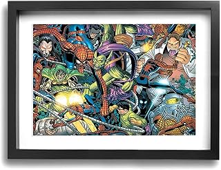 Toile décorative murale encadrée Spider Man pour décoration d'intérieur moderne, prête à accrocher 40,6 x 30,5 cm Contemporain noir