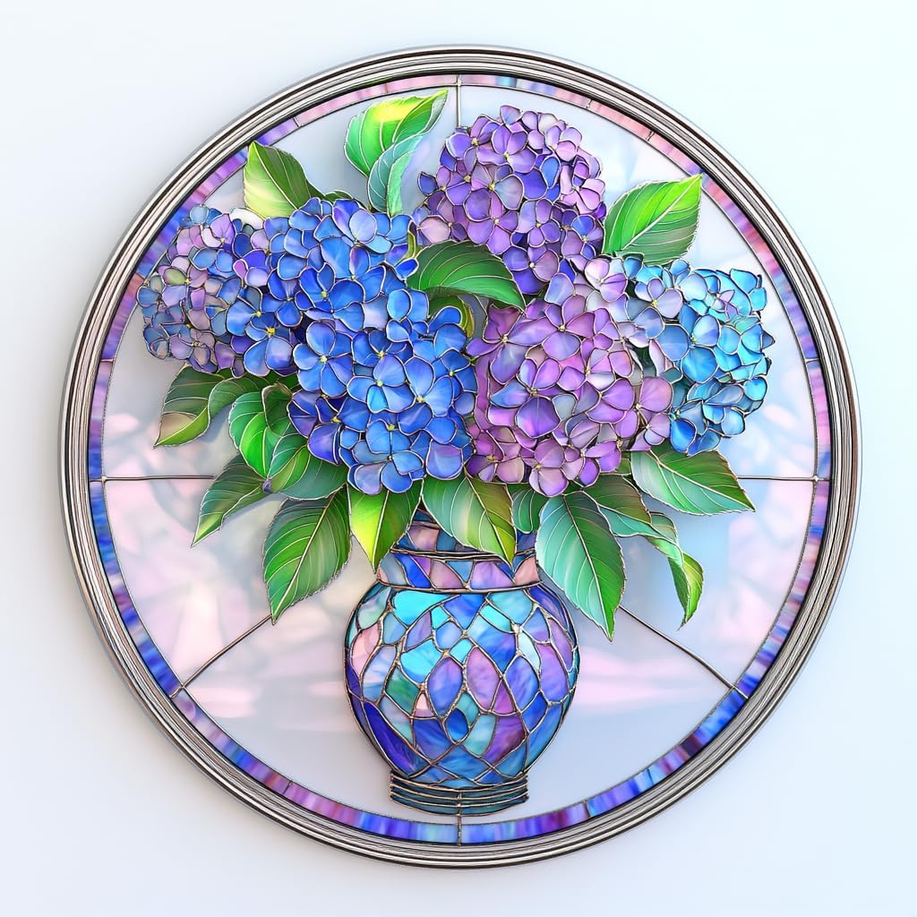 Colorful Acrylic Suncatcher, Flower Hanging Window Decor with Printed Stained Glass Style Design Sun Catcher, Rainbow Maker Wall Art, Gift Idea & Garden Ornament for Indoor Outdoor Use 7.8 x 7.8 inch image 2