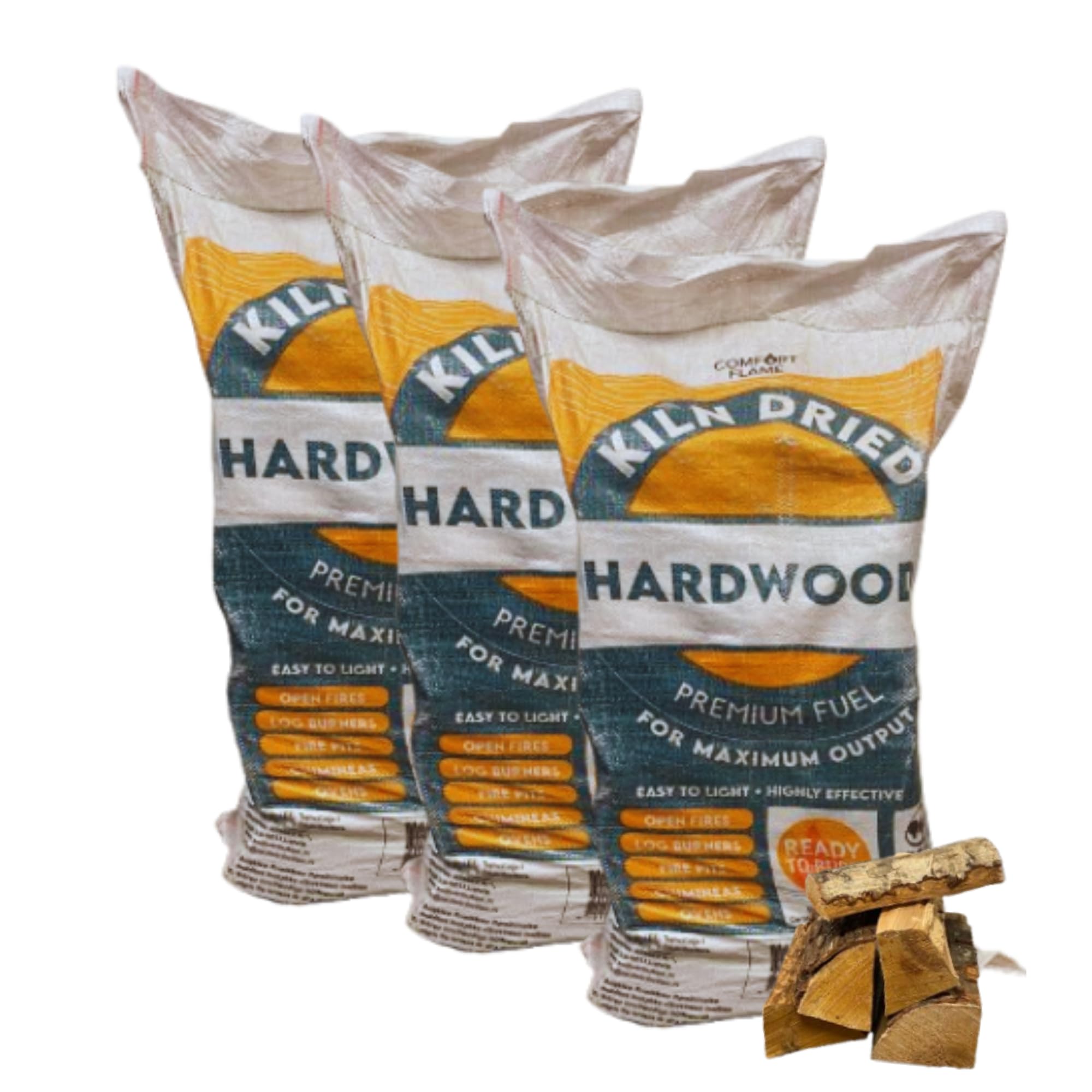 Amos Brown Kiln Dried Alder Hardwood Logs Boot Bag 60L – Ready To Burn Firewood For Open Fires, Log Burners, Fire Pits, Chimineas & Ovens – Premium Long Burning Low Smoke Logs (3 Bags - 180L)