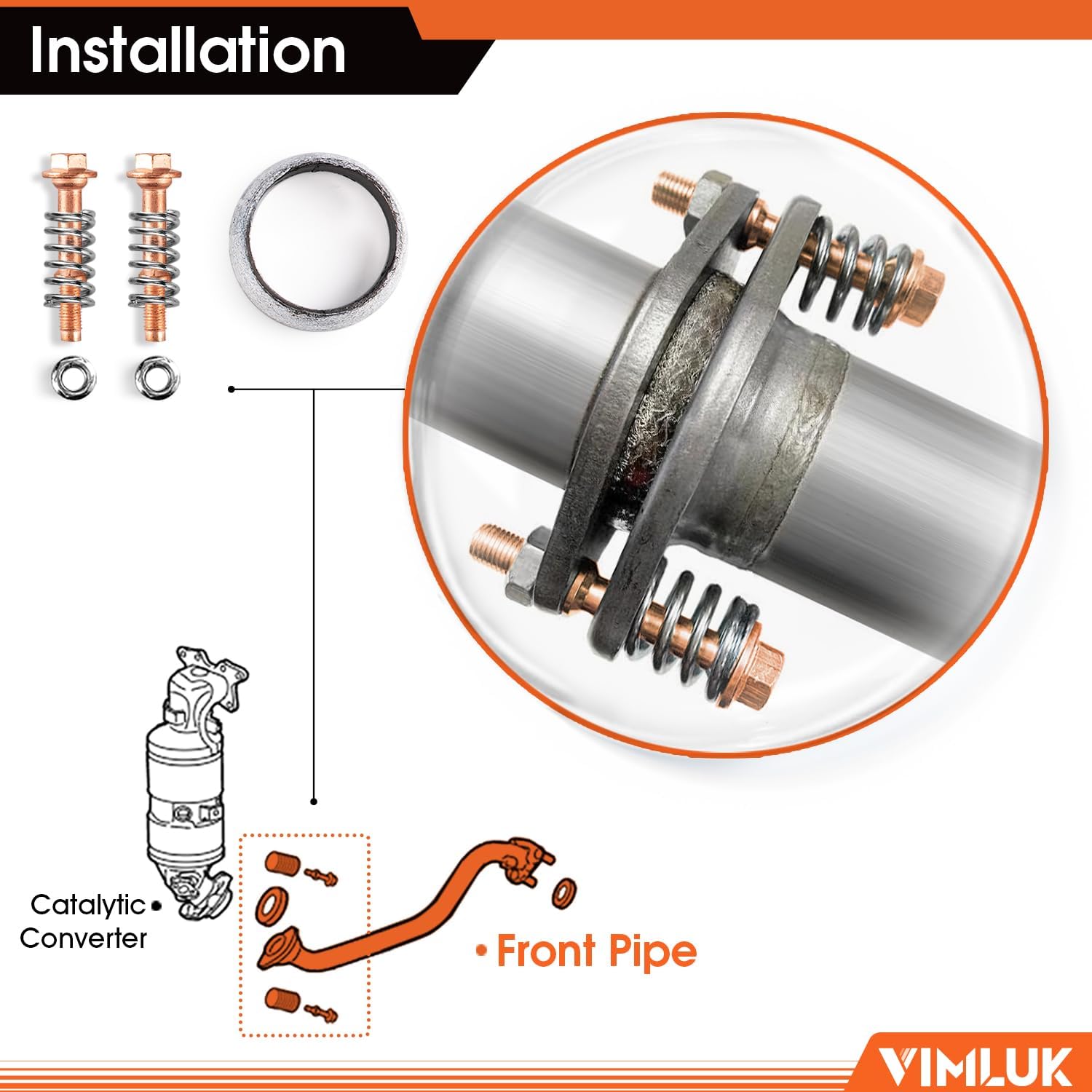 Stainless Steel Front Pipe 2.0"(OD) Inlet & Outlet Direct Fit For 2006-2011 Honda Civic 1.8L Include Gasket and Bolt kit Part Number:18210-SNE-A01(53697VK-HC02)