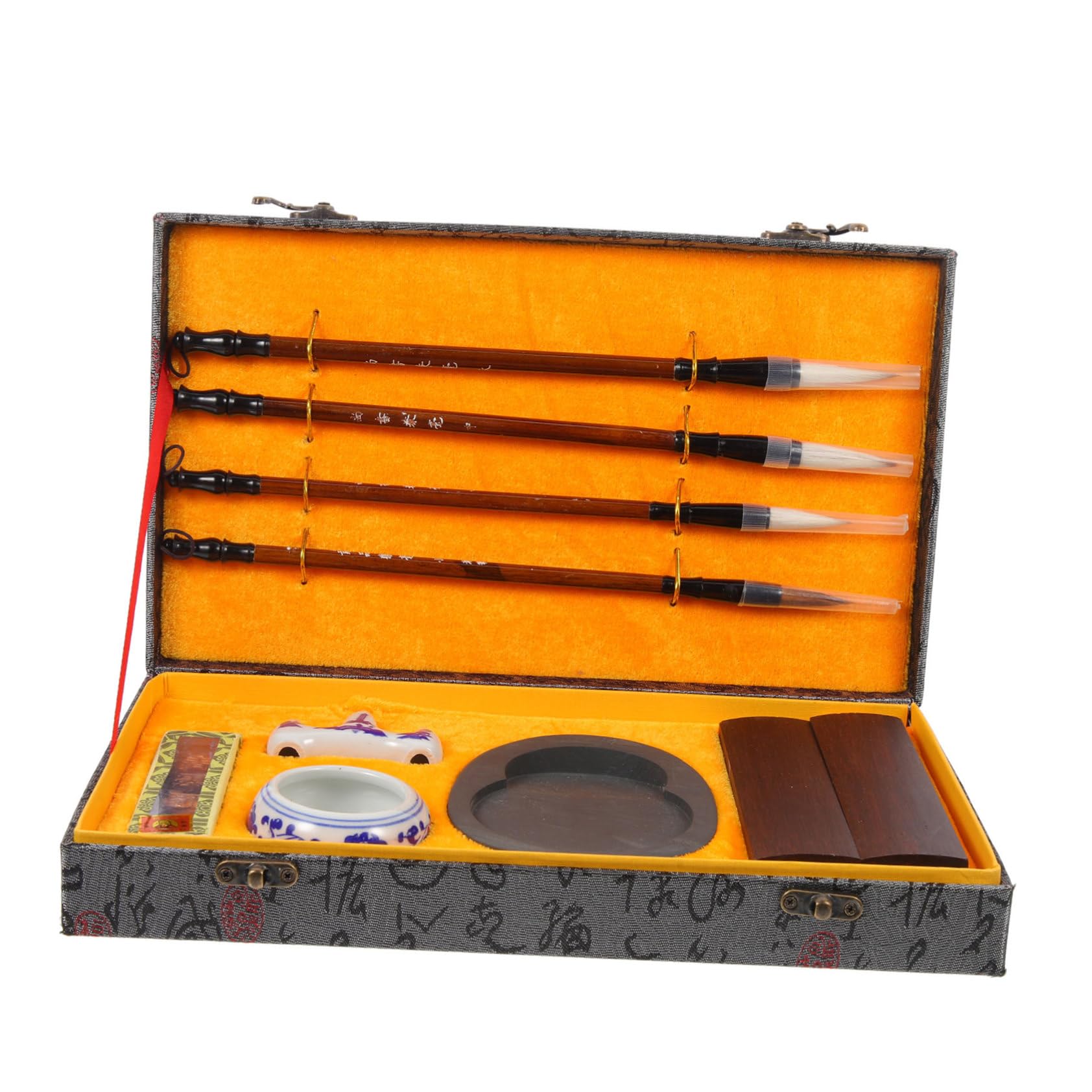 Set di Pennello da Scrittura per Calligrafia Cinese Leggero e Portatile in Legno, Kit Semplice e Attraente per Studenti, per Pittura e Pratica Calligrafica