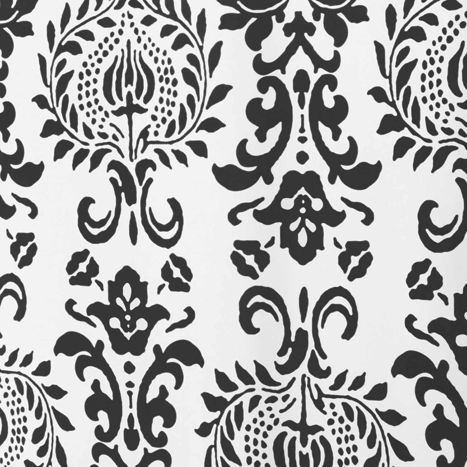 mDesign Long Decorative Damask Print - Easy Care Fabric Shower Curtain with Reinforced Buttonholes, for Bathroom Showers, Stalls and Bathtubs, Machine Washable - 72" x 84" - Black/White