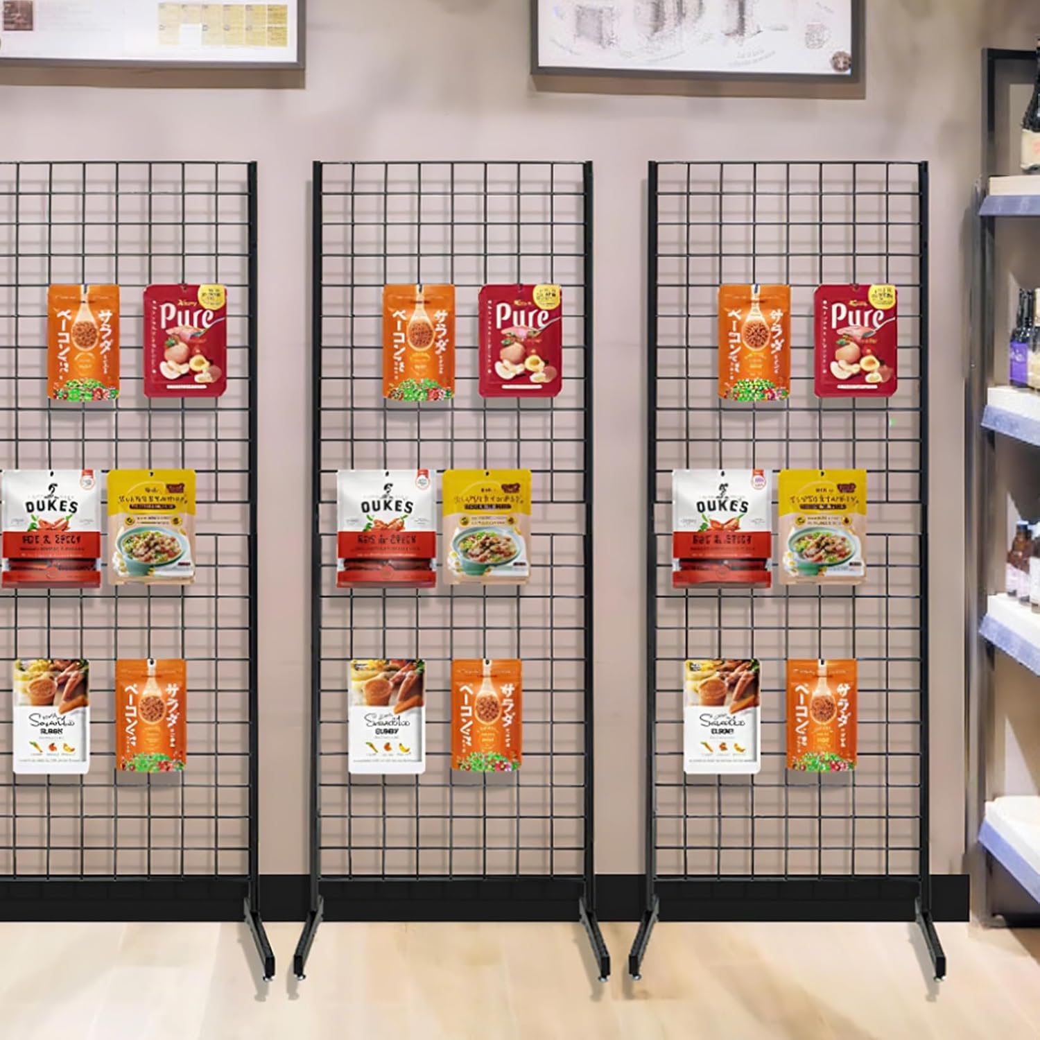 Gridwall Hooks 2 Inch, 100PC Heavy Duty Black Display Hooks for Grid Wall Panels, Grid Wall Accessory for Retail Store, Home Stroage, Garage, Trade Show