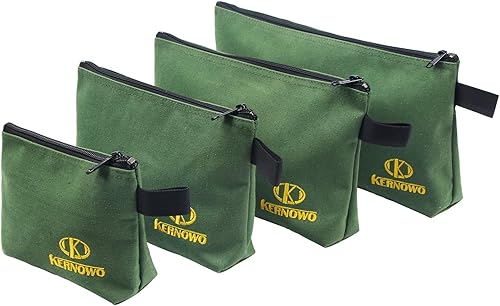 Miniatura 8 de KERNOWO Paquete de 4 bolsas de herramientas de lona con cremallera, bolsa de herramientas resistente de 20 onzas, organizador de herramientas
