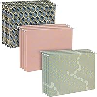 Vista 1 de Paper Junkie Carpetas colgantes geométricas, tamaño carta (11.75 x 9 pulgadas), paquete de 12, menta, rosa polvoriento y azul oscuro, carpetas