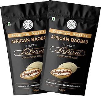 African Baobab Powder (100g, Pack of 2) | Vegan Superfood for Men and Women | Best for the Gut Health, Immunity & Skin | Rich in Dietary Fiber, Vitamin C | Source of Potassium, Iron