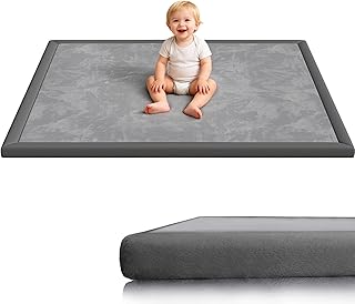 Baby Play Mat for Floor, 1.3'' Thick Memory Foam Tummy Time Mat - Super Soft Coral Velvet Nursery Rug with Non-Slip Backing, Crawling Rug for Toddlers/Infants, Yoga & Tatami Use, 59''x79''