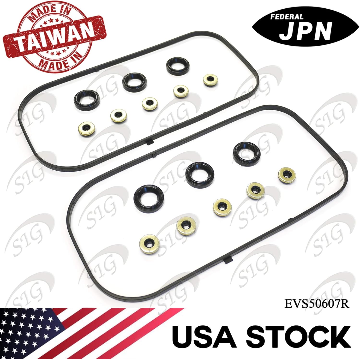Engine Valve Cover Gasket Compatible with Acura & Honda & Saturn Model MDX & RL & TL & Accord & Odyssey & Pilot & Ridgeline & Vue with Engine Base 3.0L 3.2L 3.5L V6 3.7L V6 (Rep# VS50607R) - EVS50607R