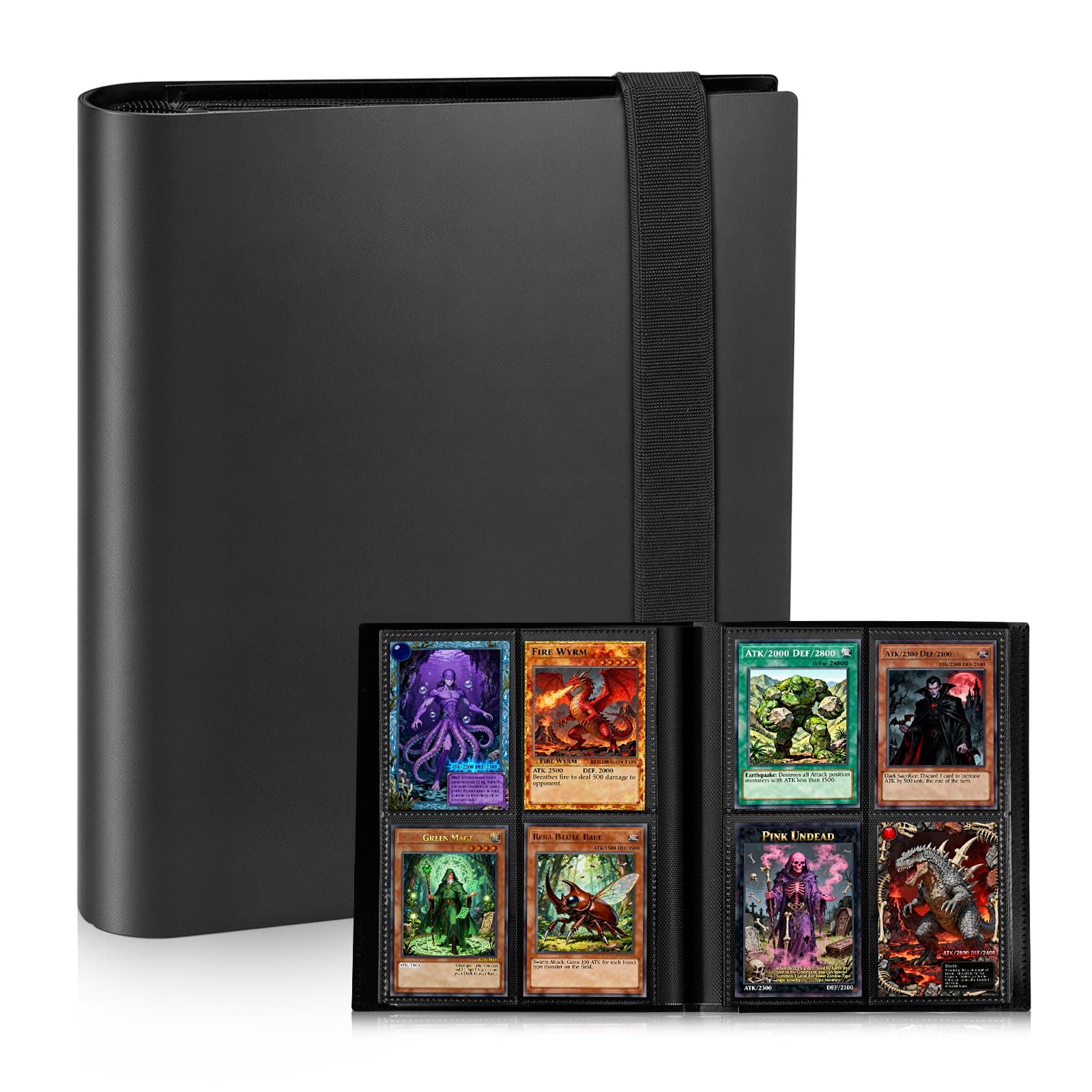 Trading Card Binder, 4 Pockets Card Binder Album Fit for MTG Baseball Football Sports Cards, 160 Card Book Holder Album (1, Black) — image 1