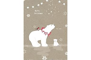 Christmas Cards Featuring Majestic Polar Bears On Vintage Brown, Recycled Paper