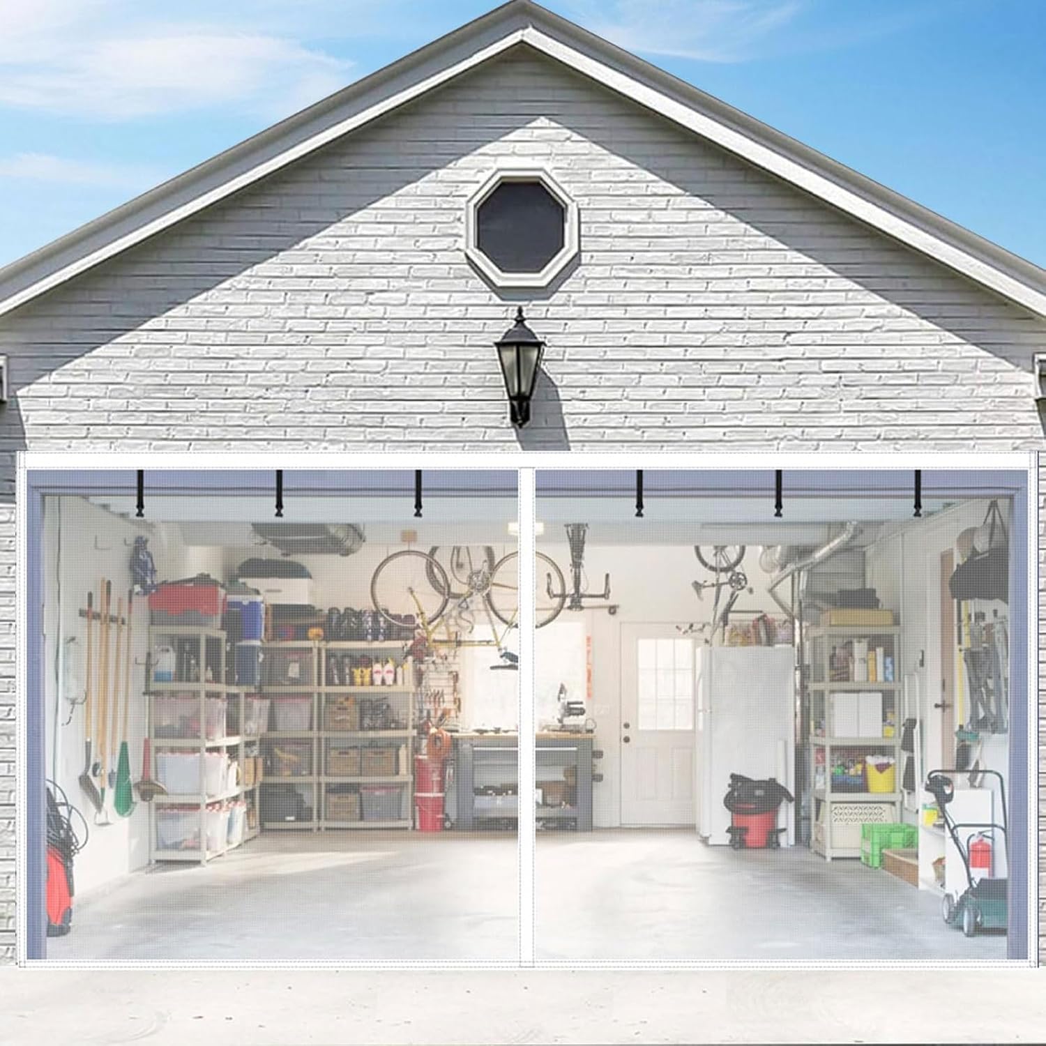 Magnetic Closure Garage Door Fly Screen,Door Screens for Keeping Out Flies,Door Mesh PET Retractable Screen Curtain Cover with Weighted Bottom,for Courtyard Studio(8 * 7FT(254 * 218cm))