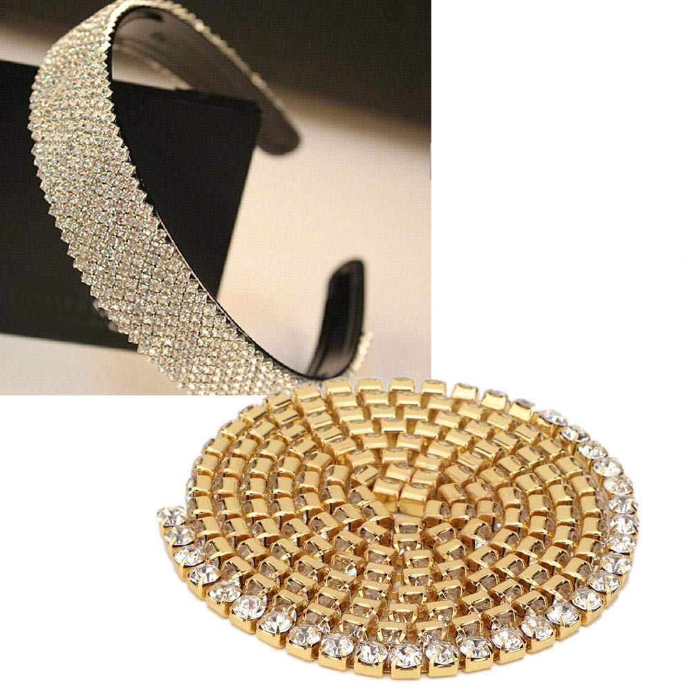 Nastro di da 10 Iarde, Rotolo di Rifinitura a Catena in Cristallo di Diamante in Resina per la Decorazione di Cucito della Festa Nuziale del Mestiere Fai-da-te(4mm-Oro)