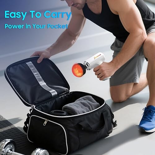 Miniatura 8 de Pistola de masaje con calor - Potente masajeador de tejido profundo, mini pistola de masaje de mano para alivio muscular de cuerpo completo,