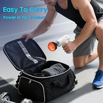 Massage Gun with Heat, Powerful Warming Massage, Home & Travel,White | Massage Gun with Heat, Powerful Heated Massage, Quiet Portable Massager for Home & Travel, Lightweight Design,