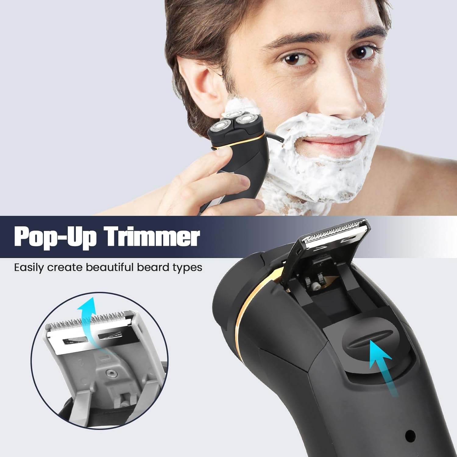 Electric Razor for Men, Rechargeable Electric Shavers for Men Face,LED Display,Wet/Dry Waterproof Men's Electric shavers, Cordless Razor with Pop Up Trimmer