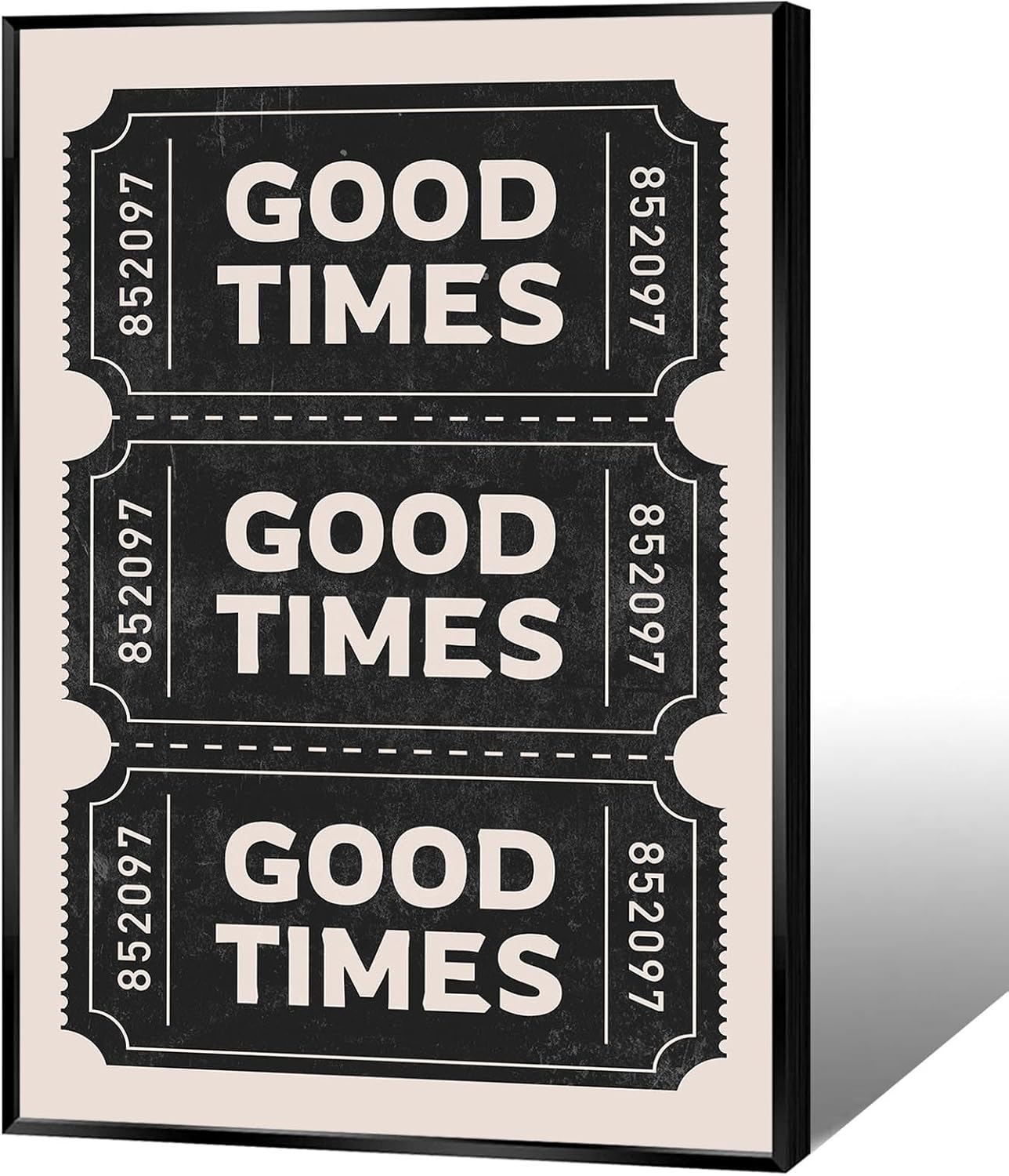 Vintage Black Good Times Ticket Print Poster Trendy Retro Black Room Aesthetic Wall Art Bar Cart Canvas Art Prints For Girly College Dorm Apartment Bathroom Wall Decor 16x24in Framed