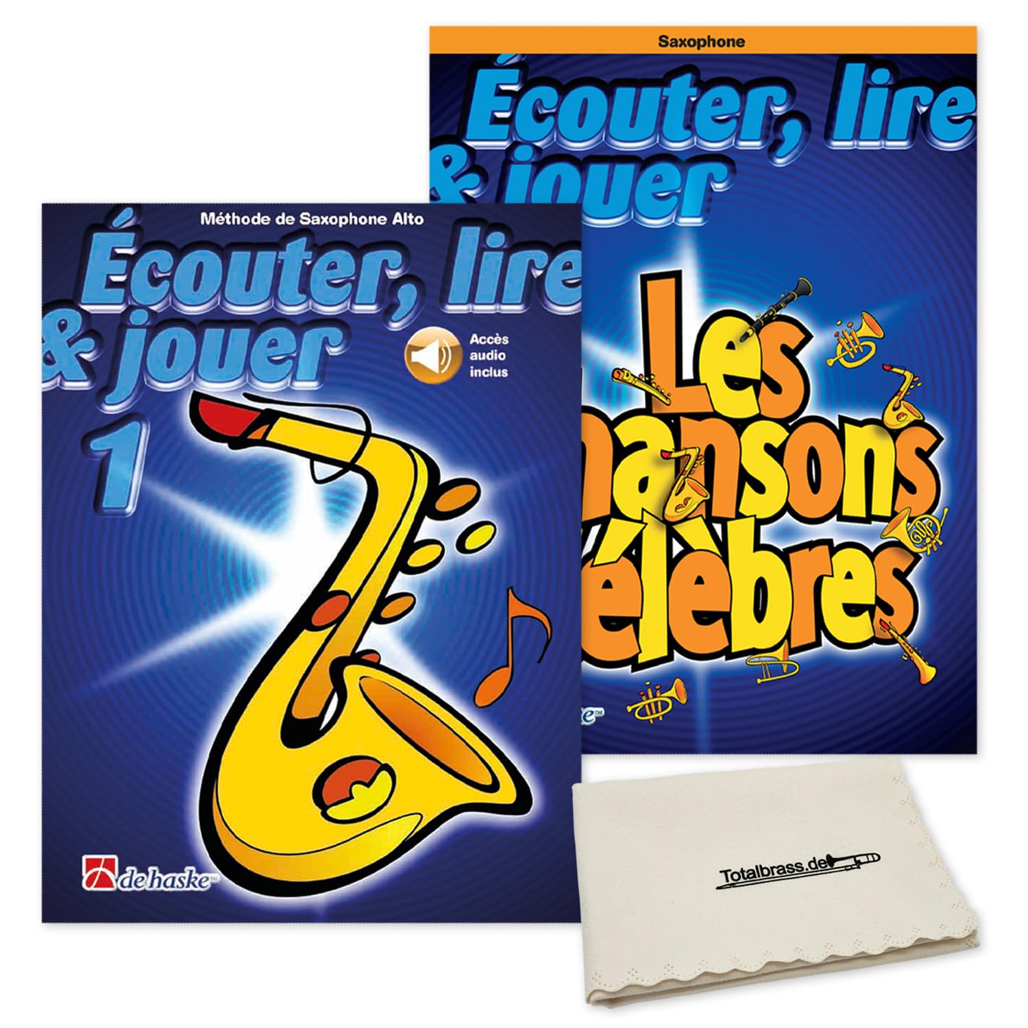 Écouter, Lire & Jouer 1 Saxophone Alto + Les Chansons Célèbres + Chiffon en Microfibre | ISBN 9789043161794 + 9789043107341 | Jean Castelain | De Haske avec Accès Audio Inclus