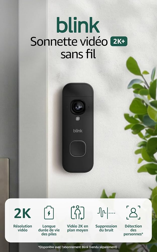 Blink sonnette vidéo 2K+ sans fil avec module de synchronisation
