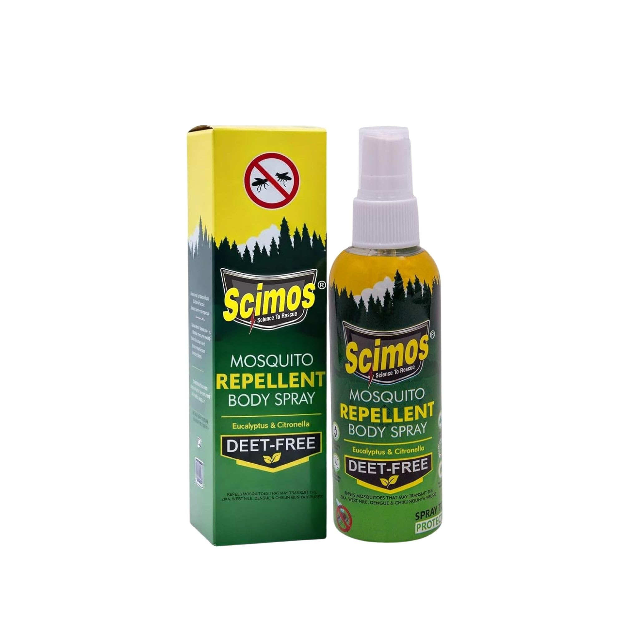 SCIMOS Herbal Mosquito Repellent Body Spray 100ml | Natural Eucalyptus Oil Formula | 12-Hr Protection for Adults & Kids | Safe for Sensitive Skin, Travel, Home & Outdoor Use | Dermatologically Tested