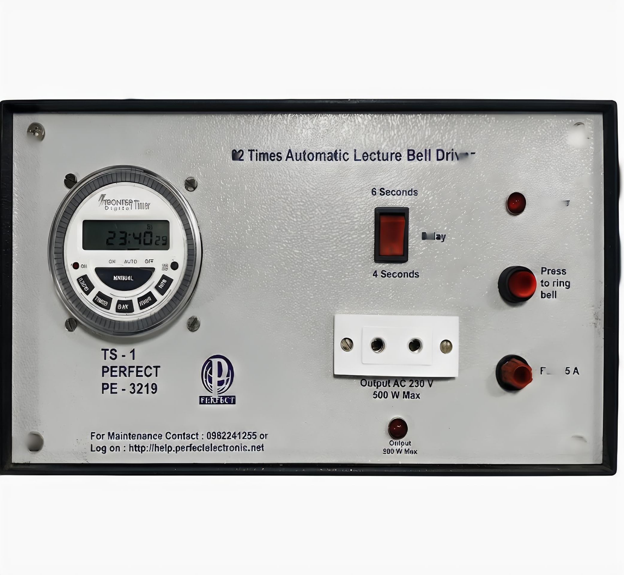 Perfect 32 Times Automatic Lecture Bell Driver with 9" Gong Bell | Real Time Clock, 4 or 6 Sec Delay, Schools & Colleges, Easy 10-Min Setup, Sunday Off Feature-picture-20