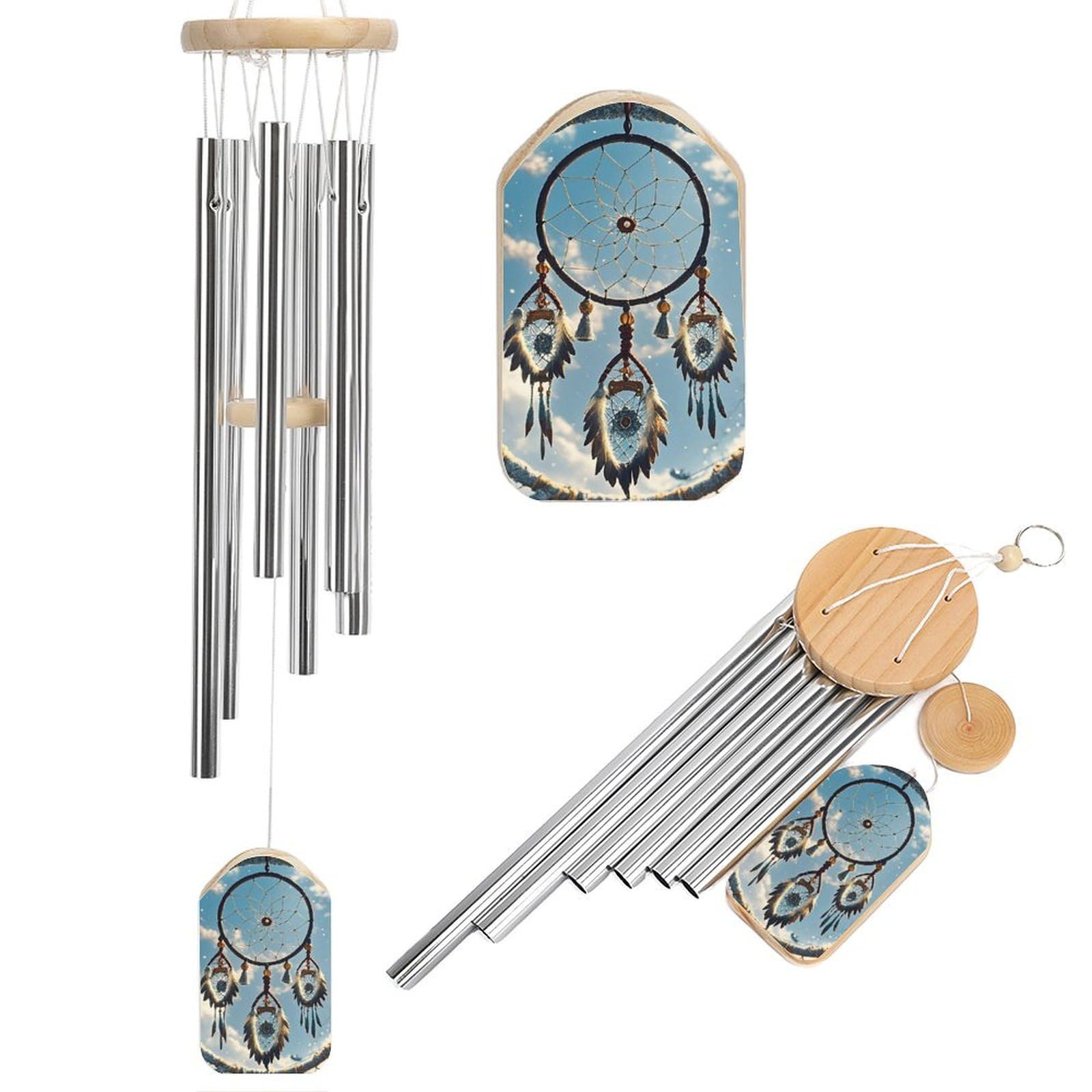 Carillon éolien attrape-rêves en aluminium et métal pour la décoration du jardin et de la terrasse