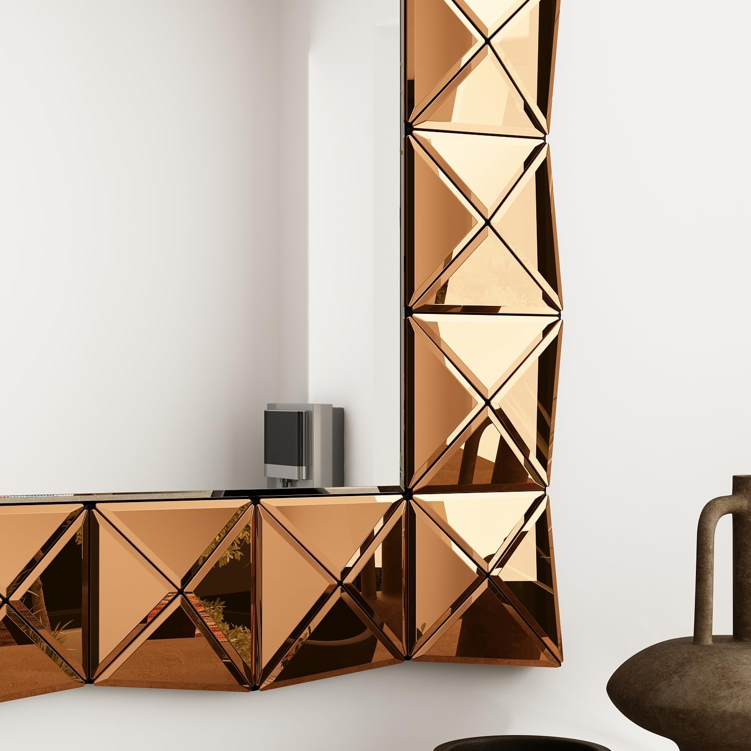 ECACAD Wall Decor Mirror, Large Rectangular Accent Mirror with Gloss Decorative Borders for Living Room, Bronze, 39.4" L x 27.6" W