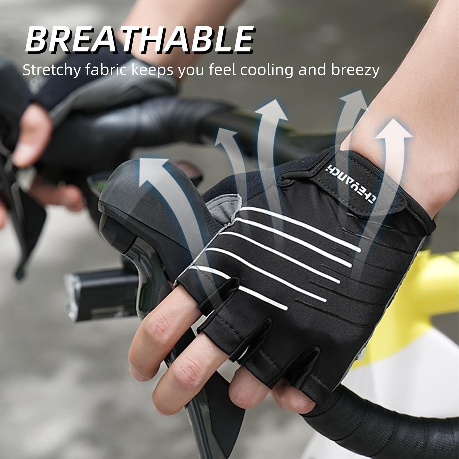 SDFCJQ Bike Gloves Half Finger Cycling Gloves for Men Women Padded Anti-Slip Breathable MTB Gloves for Riding Biking Motorcycle Outdoor Sports Black M